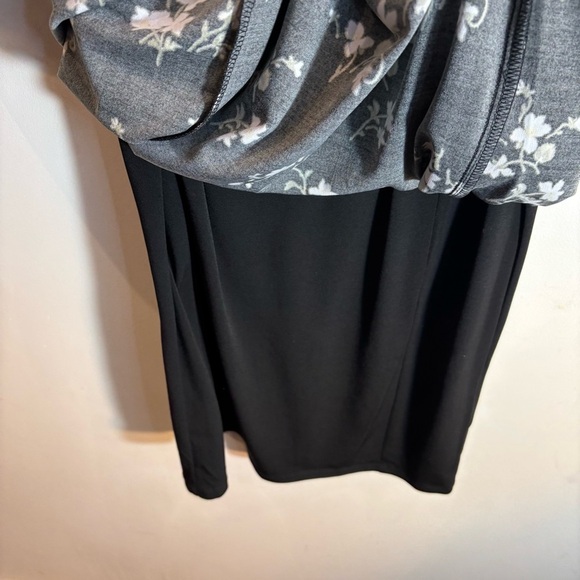 RALPH LAUREN LRL Sz 10 Amadora Jersey Knit Floral Black Long Sleeve Ruffle Dress - Picture 6 of 10